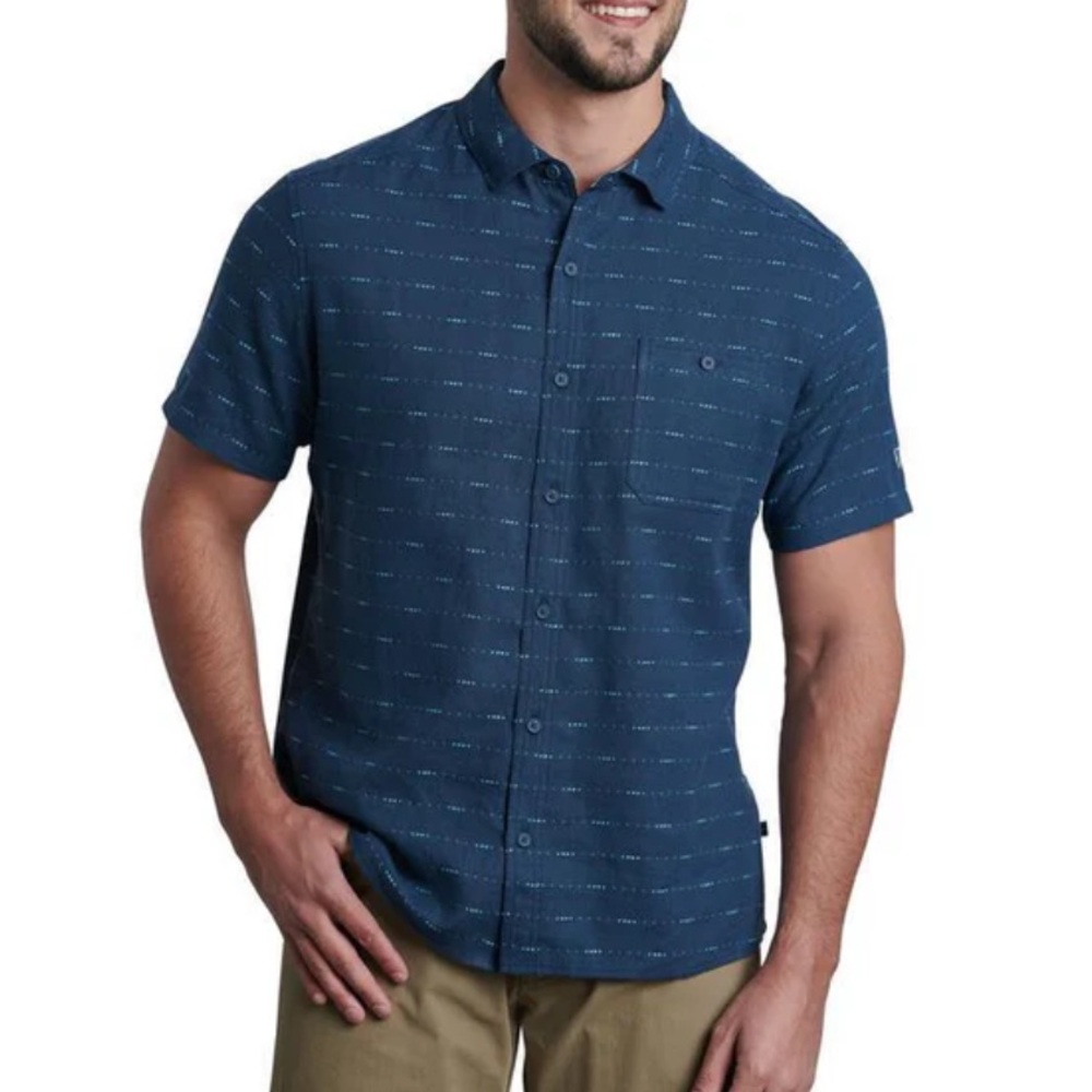 Kuhl Intrepid Skorpio Short Sleeve Shirt in Deep Pacific Blue Size XL